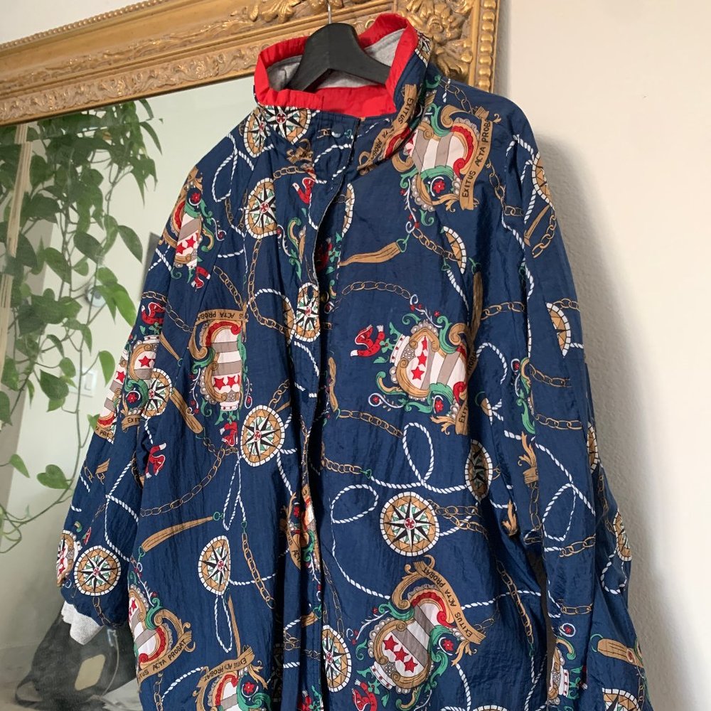 Navy Blue Reversible Nylon Windbreaker - XL